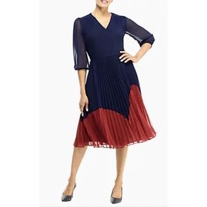 Maggy London Pleated Colorblock Dress 14P